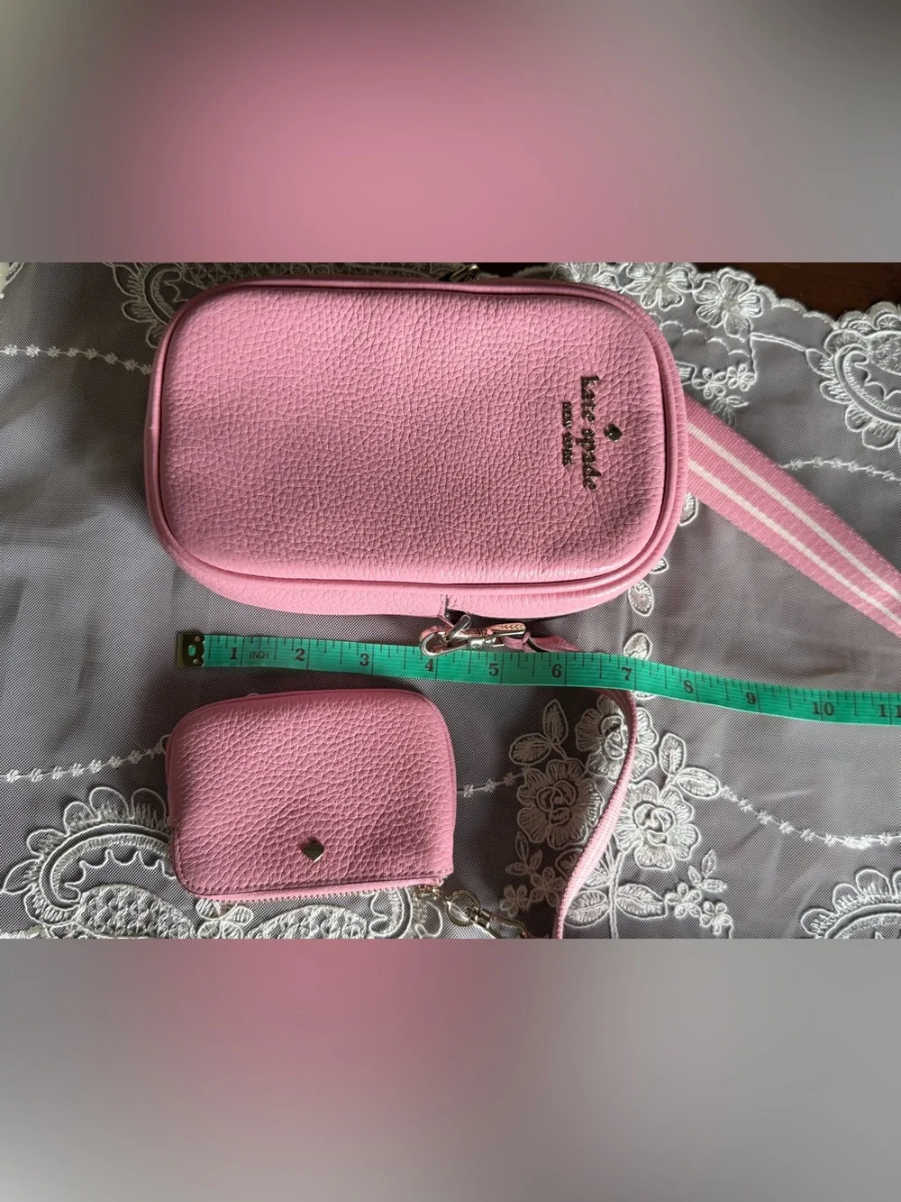 kate spade New York pink pebble leather crossbody with detachable coin pouch